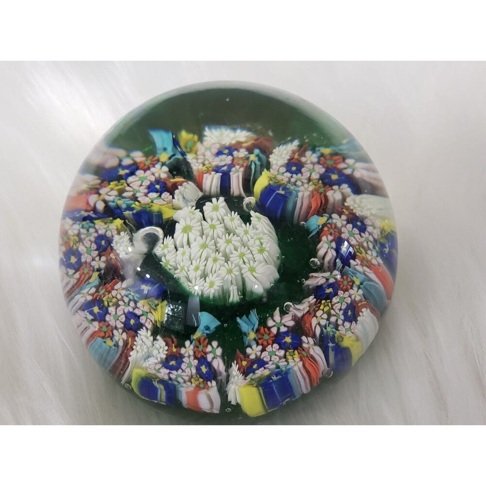 Vintage Murano Paperweight Fratelli Toso Millefiori Italy Glass‎ garden 76mm